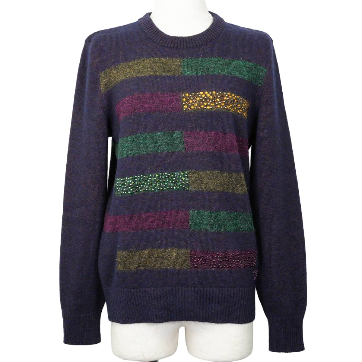 CHANEL シャネル ニット プルオーバー ボーダー マルチカラー ウール/ポリエステル/ナイロン/ビーズ #38 P44956 新品未使用