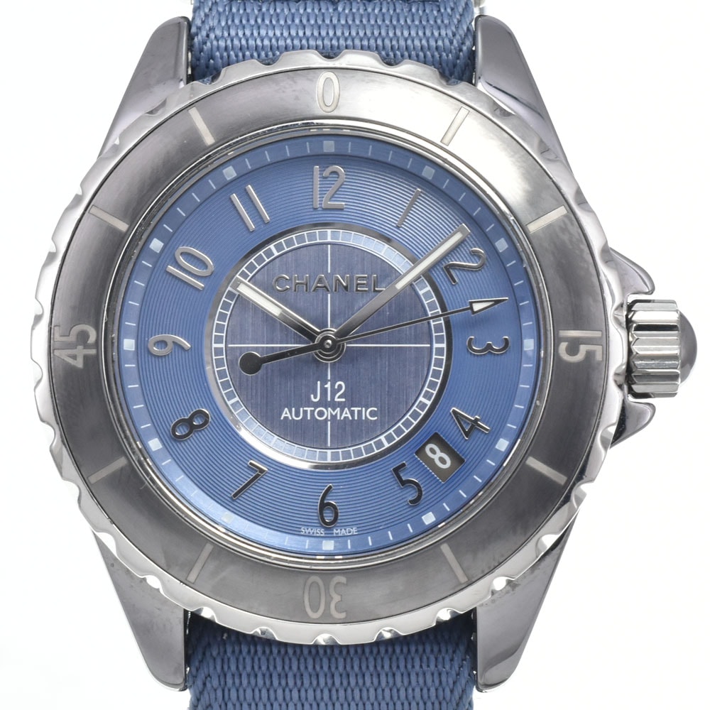 シャネル CHANEL H4338 J12 ライトブルー 自動巻き レディース 美品 腕時計 I#147975