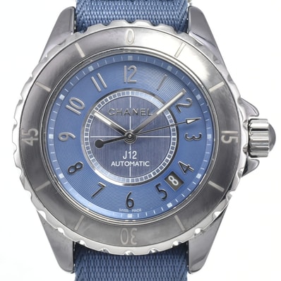シャネル CHANEL H4338 J12 ライトブルー 自動巻き レディース 美品 腕時計 I#147975