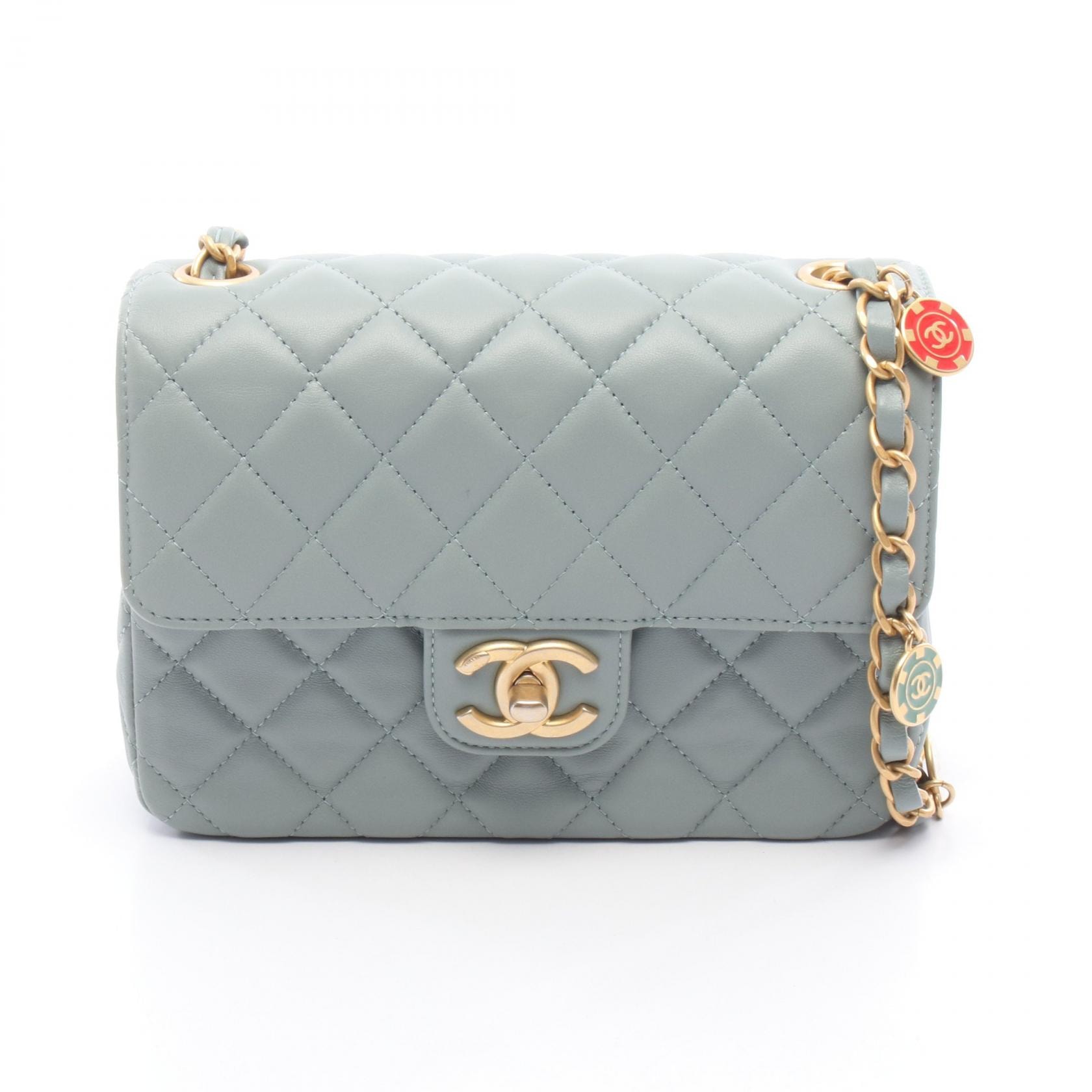 シャネル CHANEL ミニマトラッセ ショルダーバッグ バッグ レザー レディース ブルー系 AS3738 【中古】