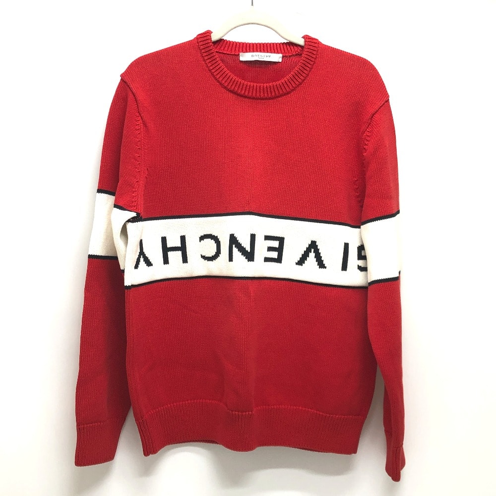 ジバンシィ GIVENCHY リバースロゴ BM9063401M アパレル トップス クルーネック プルオーバー ニット セーター コットン レッド
