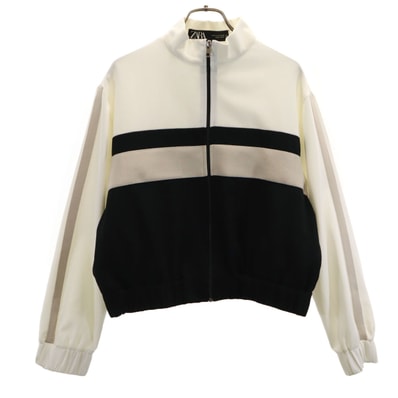 美品 ZARA ザラ ジップジャケット M ホワイト系 ジャージ