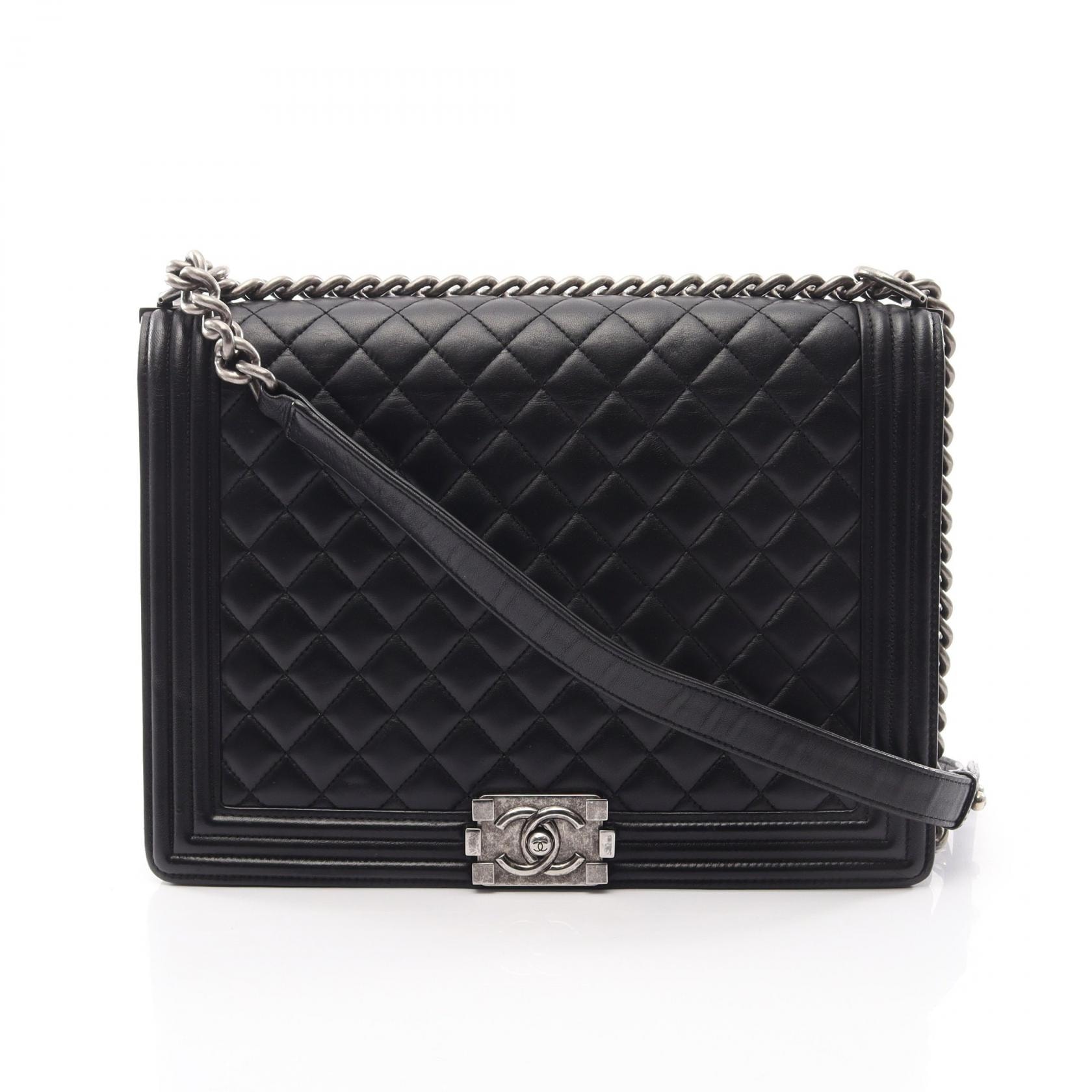 シャネル CHANEL ボーイシャネル ラージ ショルダーバッグ バッグ ラムスキン(羊革) メンズ ブラック系 【中古】
