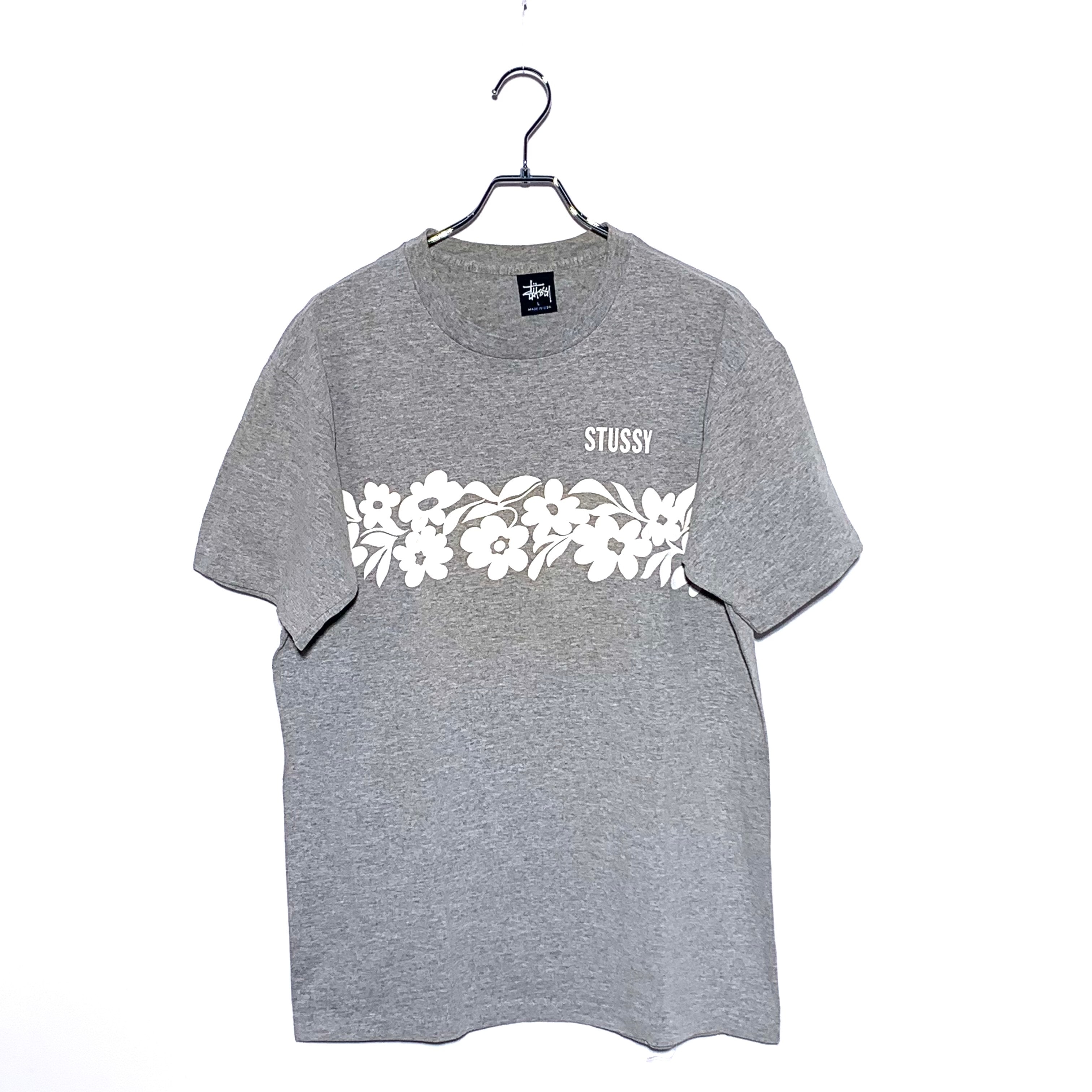 STUSSY FLOWER PRINT S/S TEE Grey