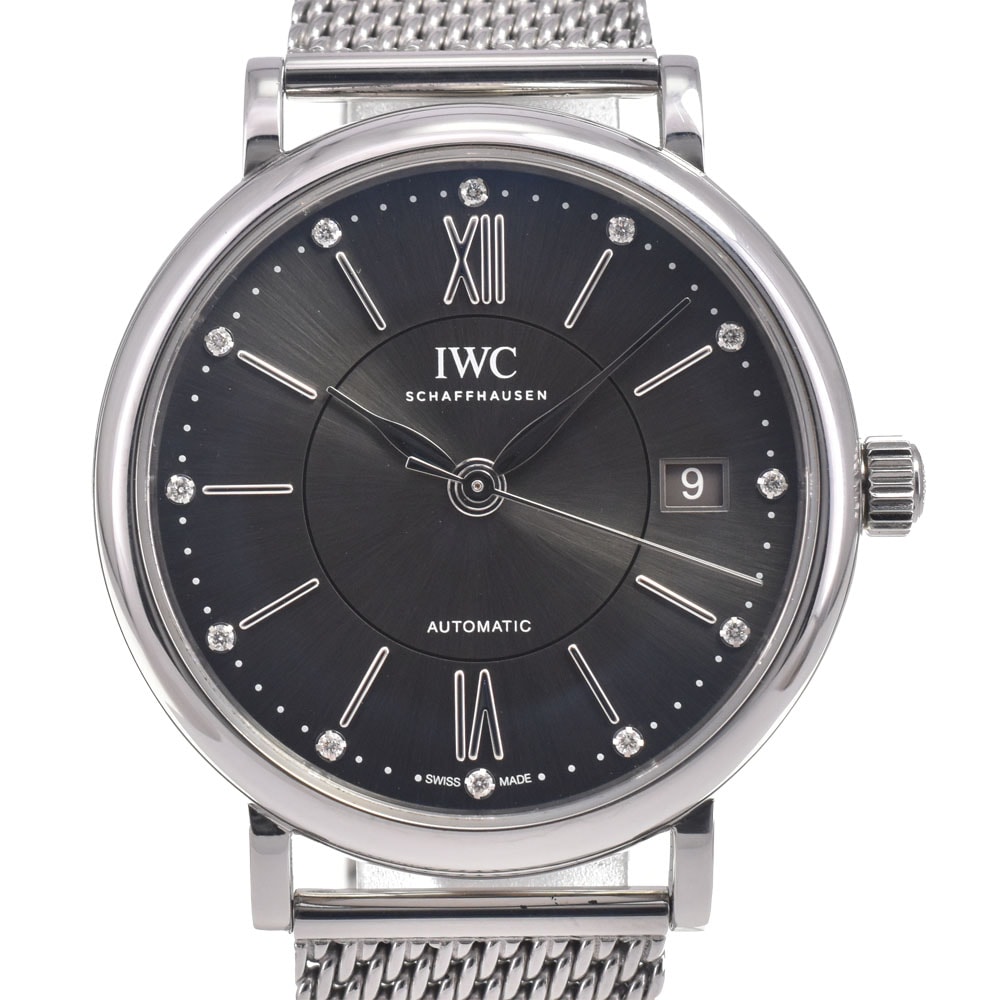 IWC IWC SCHAFFHAUSEN IW458603 ポートフィノ・オートマティック 37 12P ダイヤモンド グレー 自動巻き メンズ 美品 腕時計 G#147061