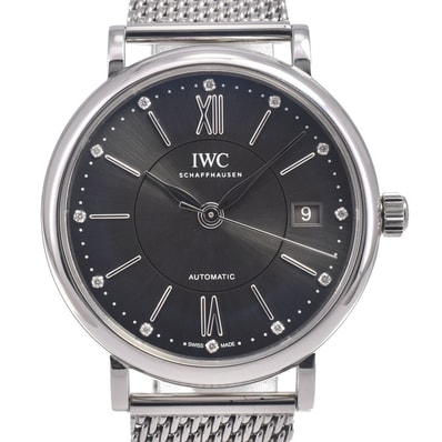 IWC IWC SCHAFFHAUSEN IW458603 ポートフィノ・オートマティック 37 12P ダイヤモンド グレー 自動巻き メンズ 美品 腕時計 G#147061