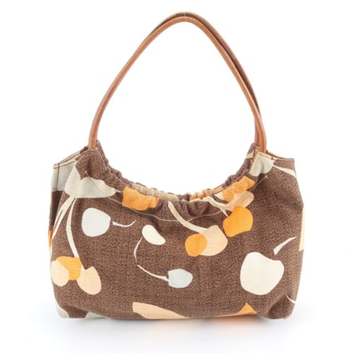 ■美品 ミュウミュウ フルーツ柄トート バッグ レザー×キャンバス