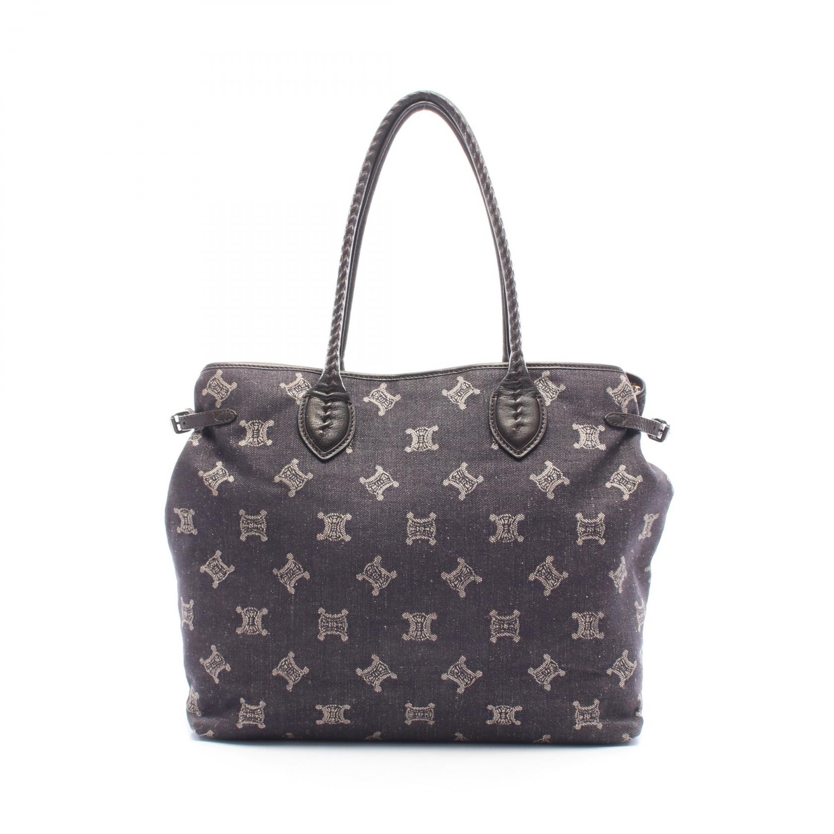 セリーヌ CELINE パリマカダム トートバッグ バッグ デニム レザー レディース グレー系 / ブラウン系 【中古】