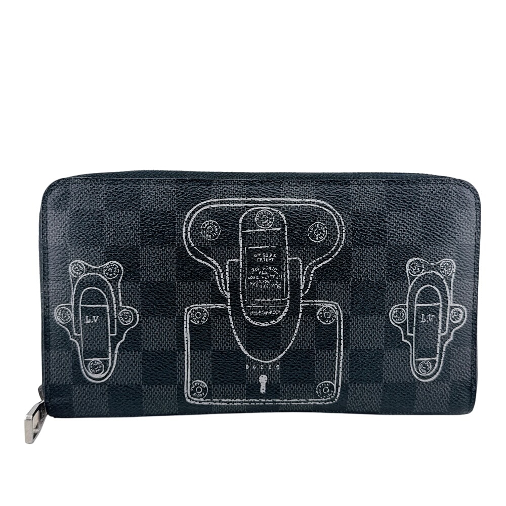 ルイヴィトン LOUIS VUITTON 長財布 ダミエグラフィット トランク&ロック ジッピーオーガナイザー N63182 ブラック