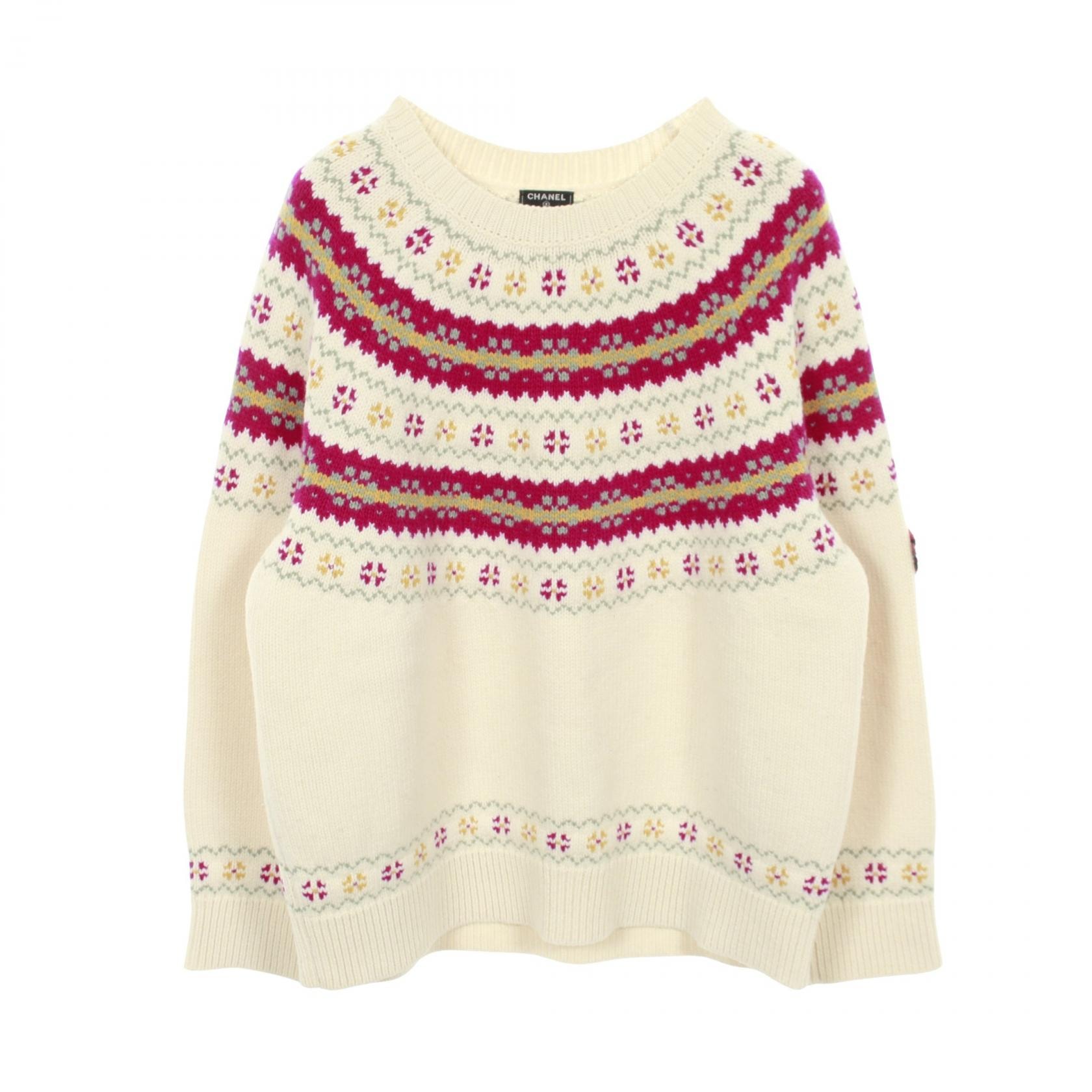 シャネル CHANEL ココネージュ ニット 衣料品 トップス ウール レディース ホワイト系 / ピンク系 / イエロー系 P59807K07805 【中古】