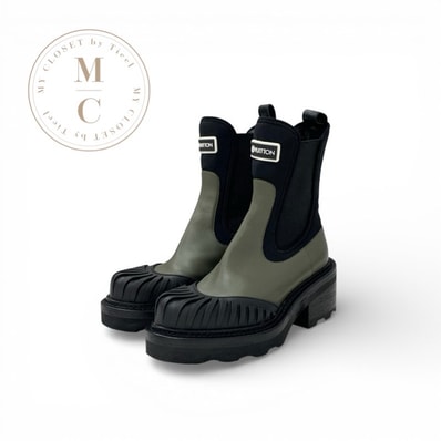 ルイヴィトン LOUIS VUITTON ルビーライン ブーツ ショートブーツ 靴 シューズ レザー ラバー ブラック カーキ サイドゴア LVロゴ アンクルブーツ