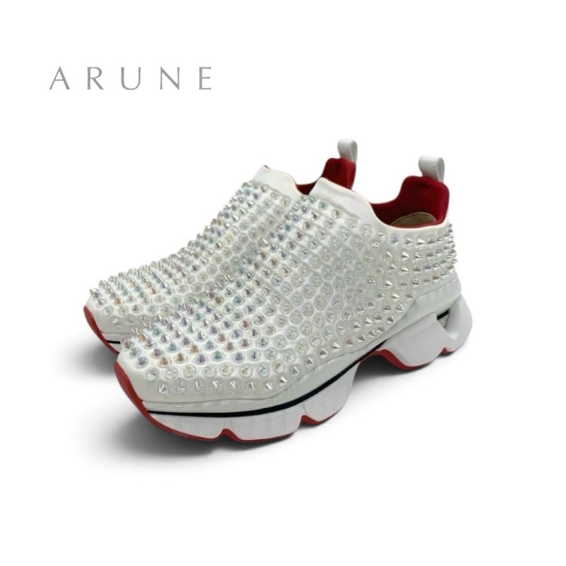 クリスチャンルブタン Christian Louboutin スニーカー 靴 シューズ レザー ホワイト オーロラ スパイク スタッズ