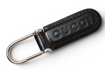 グッチ キーリング/キーホルダー GUCCI ヴィンテージ 042 1569 ブラック/シルバー 美品【中古】
