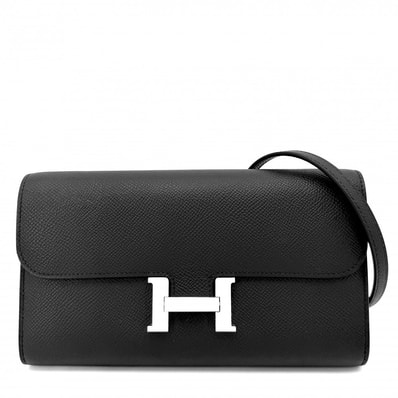 HERMES エルメス 長財布 コンスタンスロング トゥーゴー ショルダーバッグ ロングウォレット ショルダーウォレット K刻印 ヴォーエプソン ブラック 黒 シルバー金具 レディース 美品 2025年【中古品】