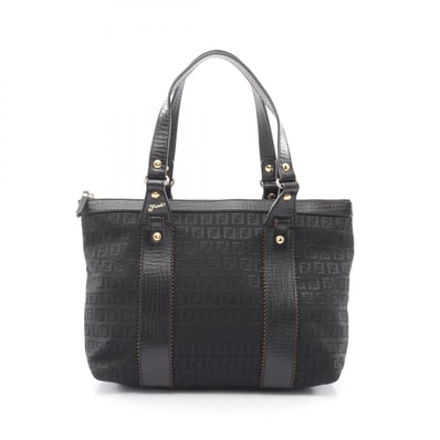 フェンディ FENDI ズッキーノ トートバッグ バッグ キャンバス レザー レディース ブラック系 【中古】