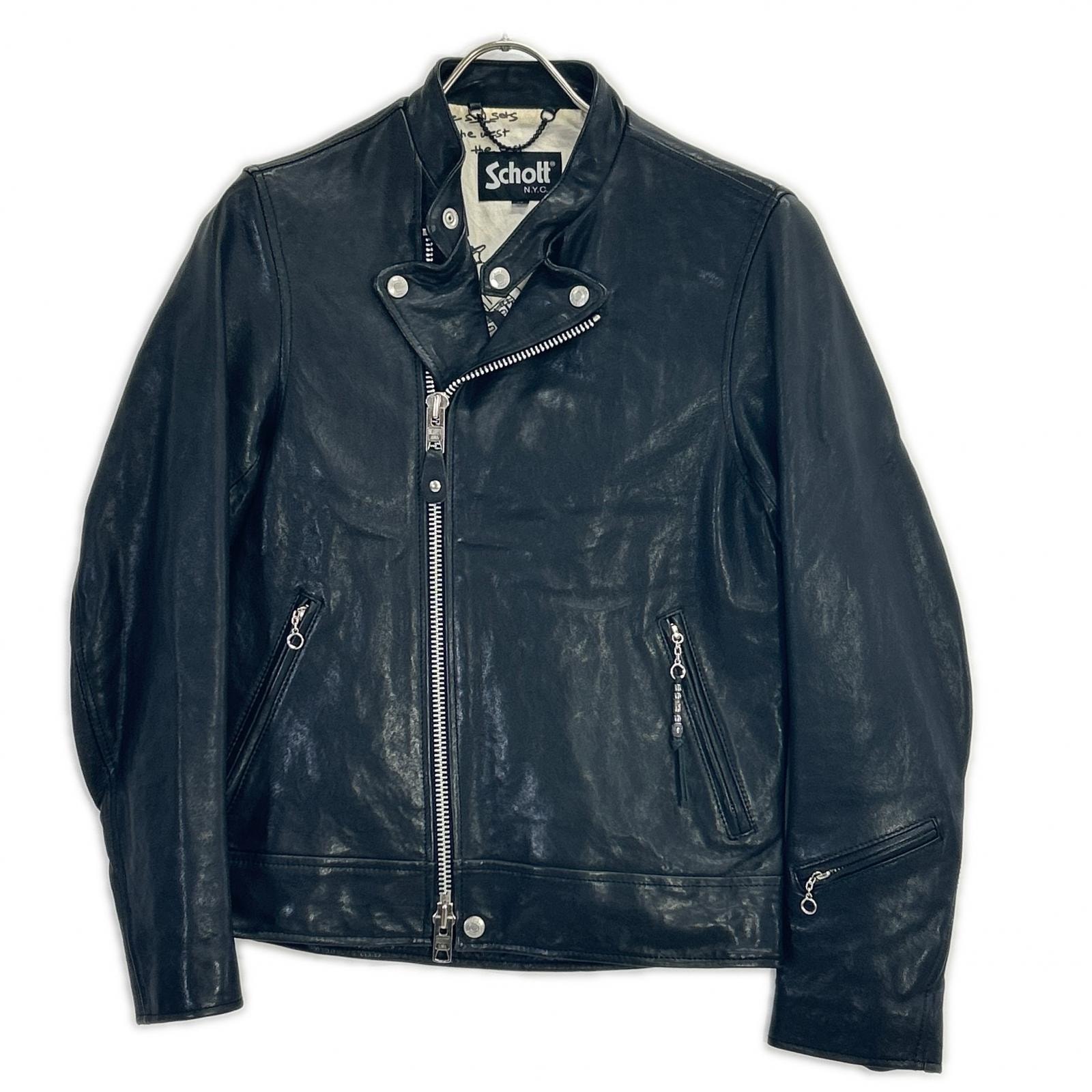 ショット 3191054 ブラック REMIRELIEF アンカットバウンド レザー ライダース XS