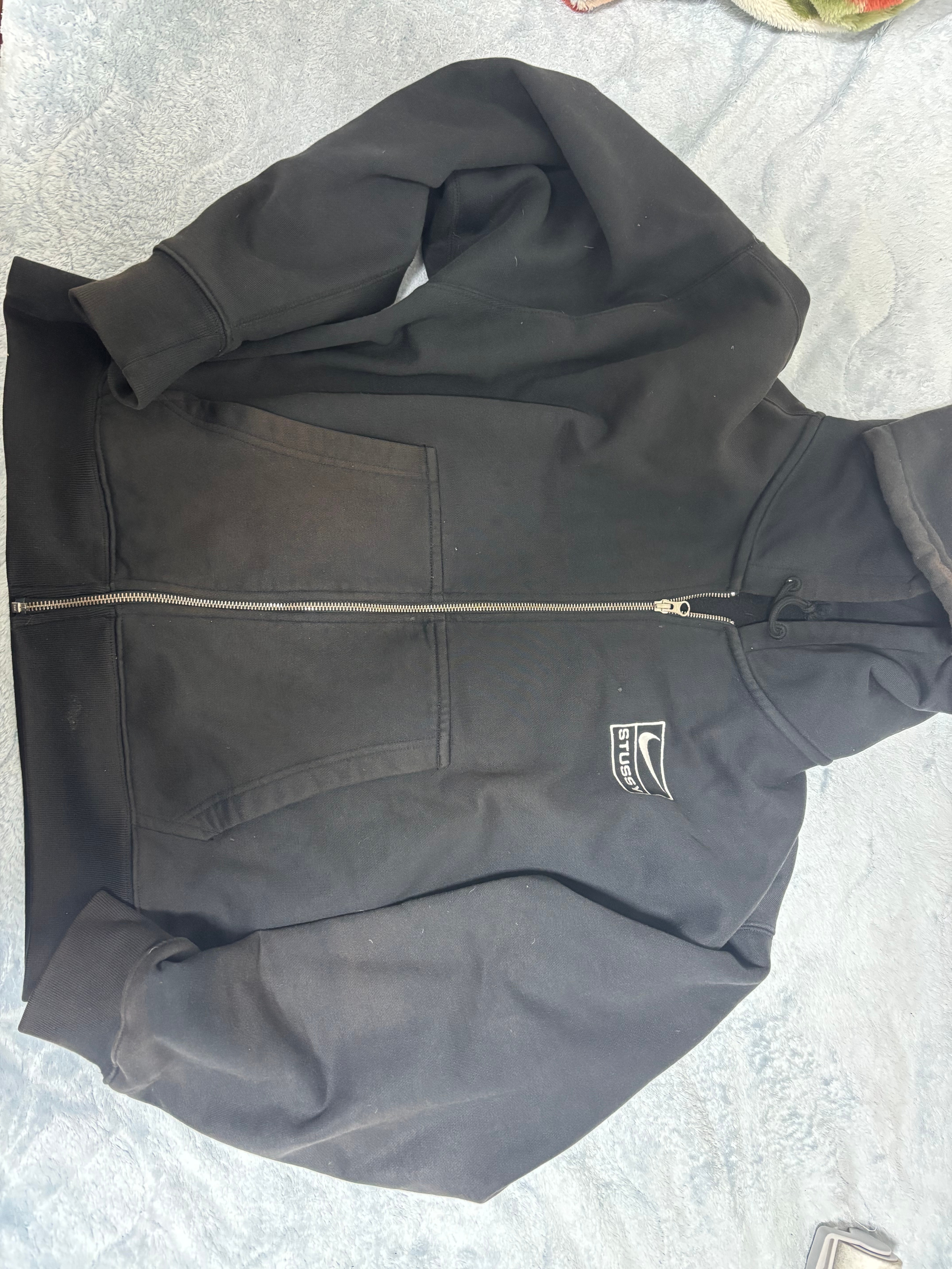 Stussy x Nike Stone Washed Fleece Zip Hoodie "Black" (US Size) FJ9175-010