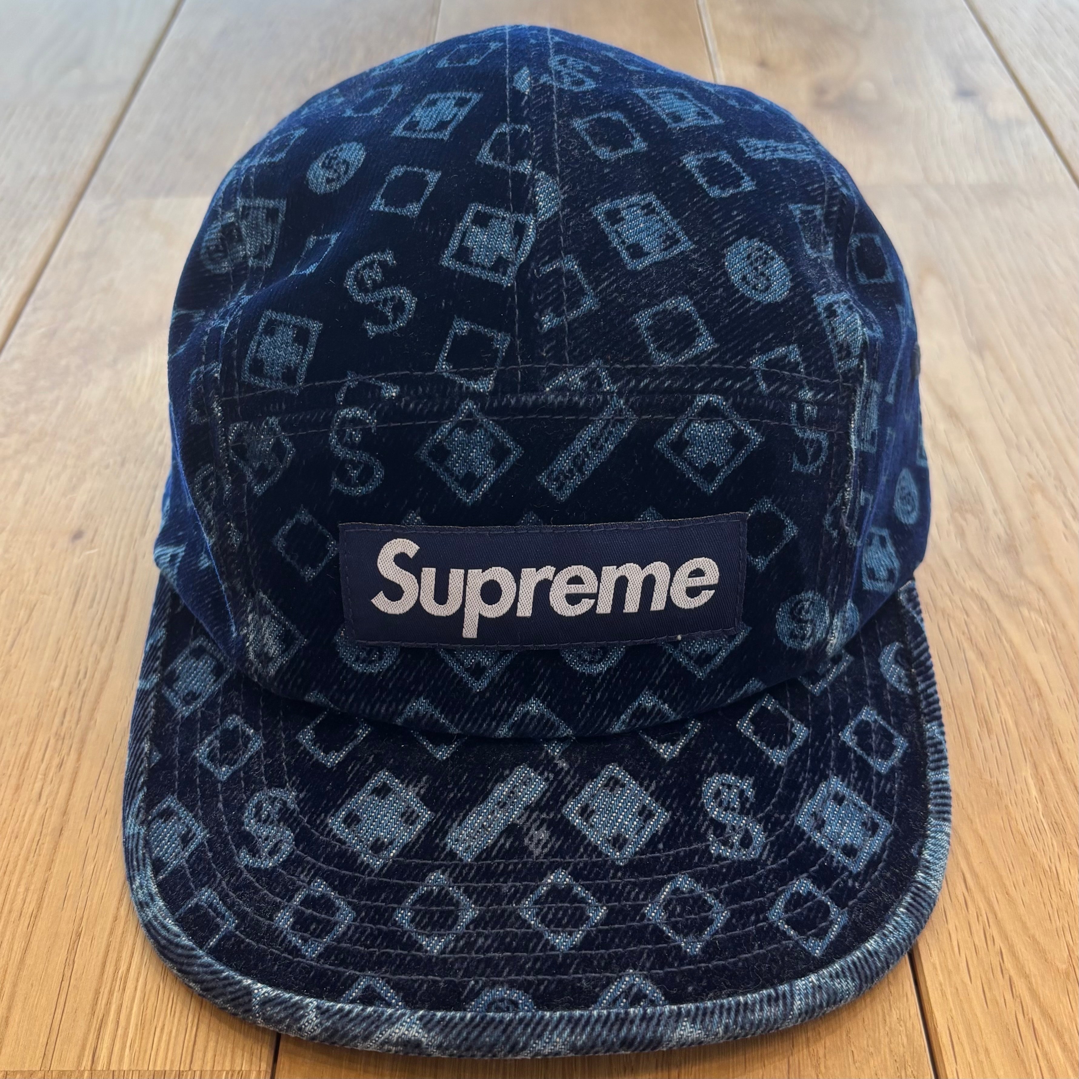 Supreme Flocked Denim Camp Cap "Blue"