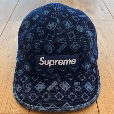 Supreme Flocked Denim Camp Cap "Blue"