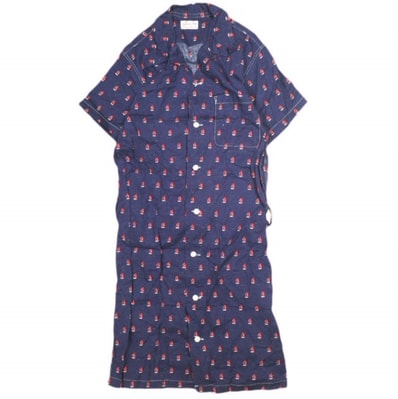 BEAMS BOY ビームスボーイ 日本製 ヨット柄シャツワンピース 13-26-1100-086 ONE SIZE NAVY 半袖 開襟 オープンカラー トップス g13674