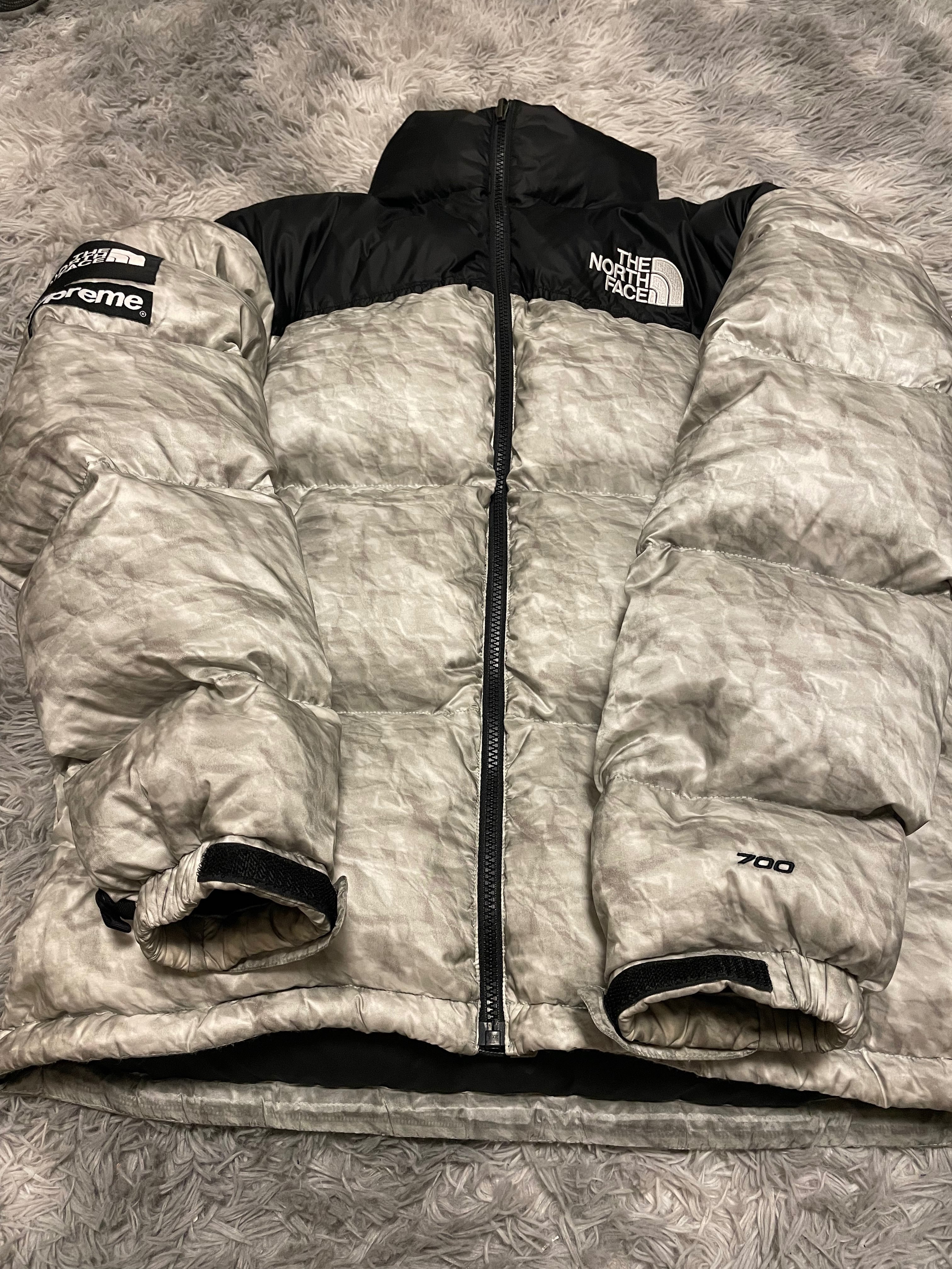 Supreme x The North Face Nuptse Jacket "White Paper Print"