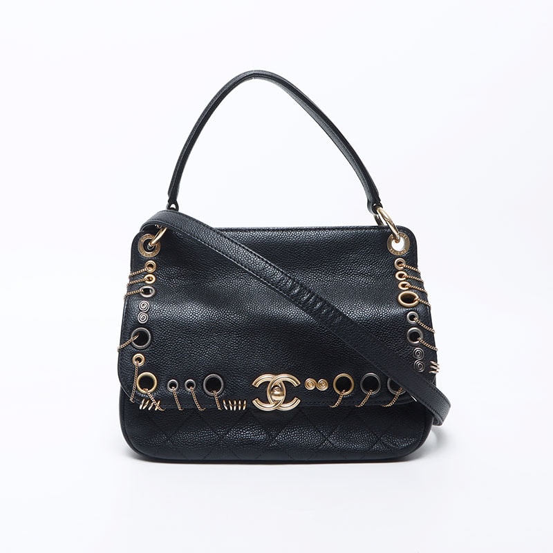 シャネル CHANEL 25番台 キャビア スキン ピアッシング ショルダーバッグ【中古】