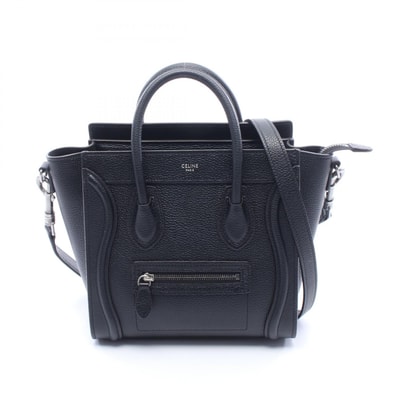 セリーヌ CELINE ラゲージ ナノショッパー 2WAY ハンドバッグ バッグ レザー レディース ブラック系 【中古】