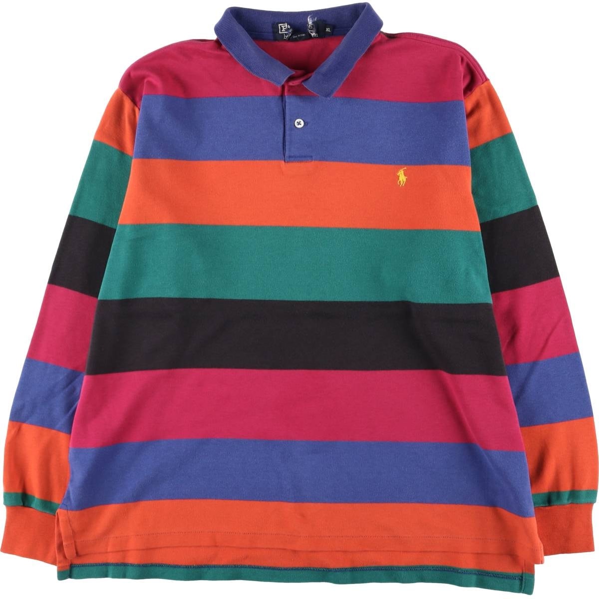 古着 90年代 ラルフローレン Ralph Lauren POLO by Ralph Lauren 長袖 ボーダー ポロシャツ USA製 メンズXL相当 ヴィンテージ/eaa522446