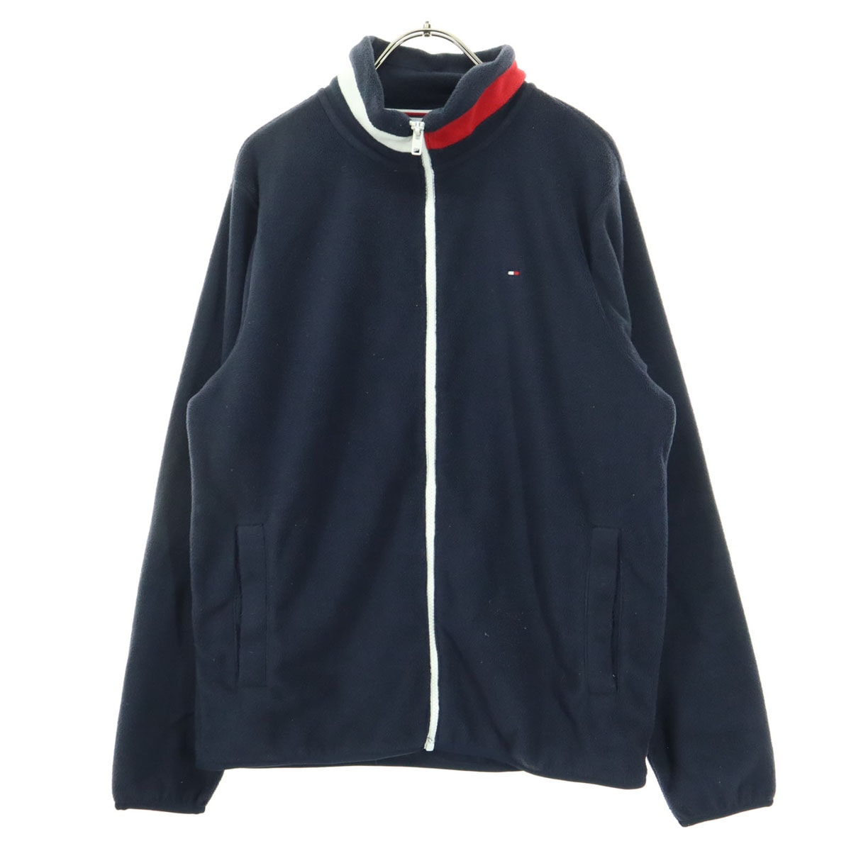 TOMMY HILFIGER トミーヒルフィガー ワンポイントロゴ 長袖 ジップジャケット M ブラック