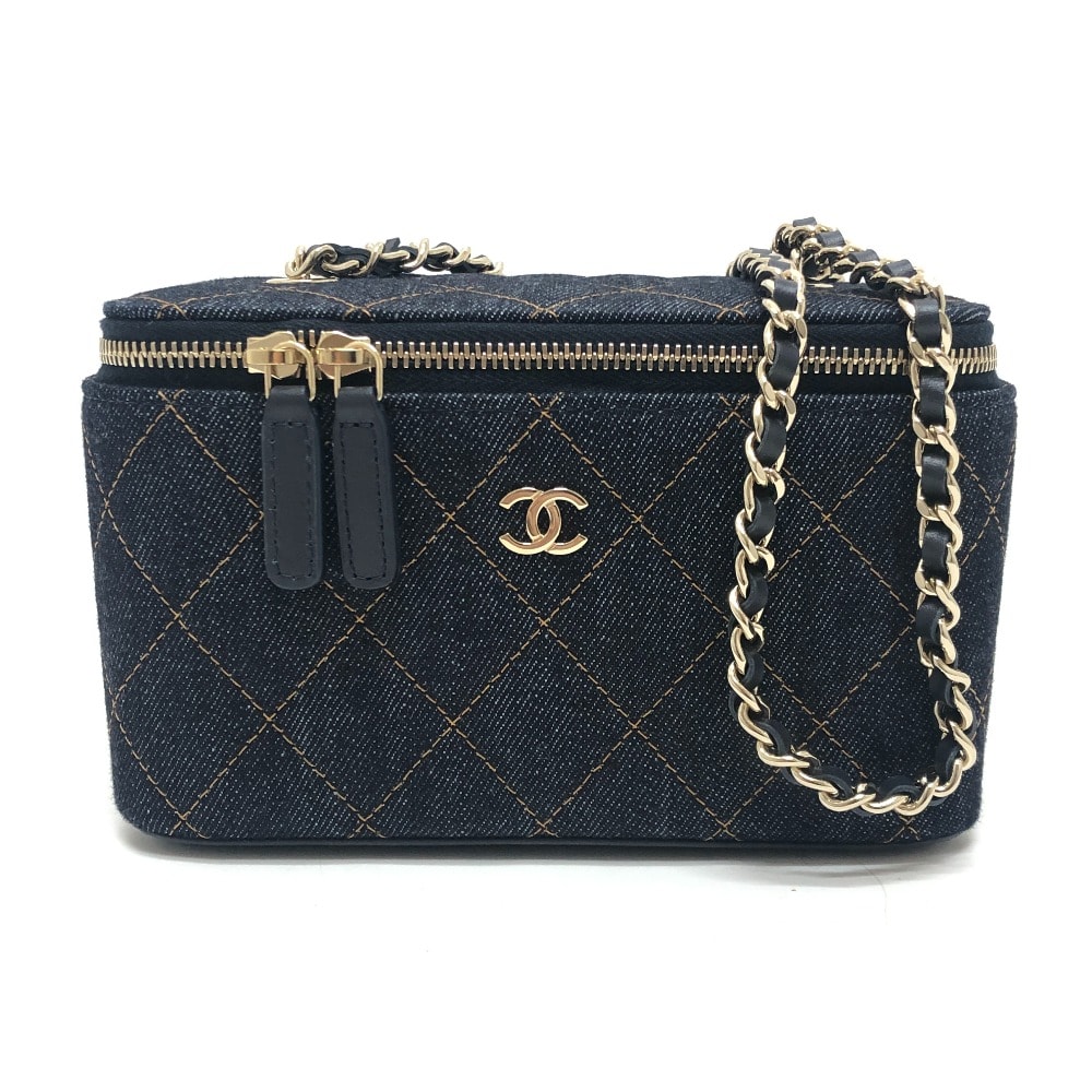 シャネル CHANEL CCマーク マトラッセ バニティ AP1341 バッグ カバン ゴールド金具 デニム ショルダーバッグ デニム ブルー 未使用