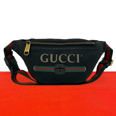 GUCCI グッチ グッチプリント スモールベルト シェリーライン レザー ボディバッグ ブラック
99182