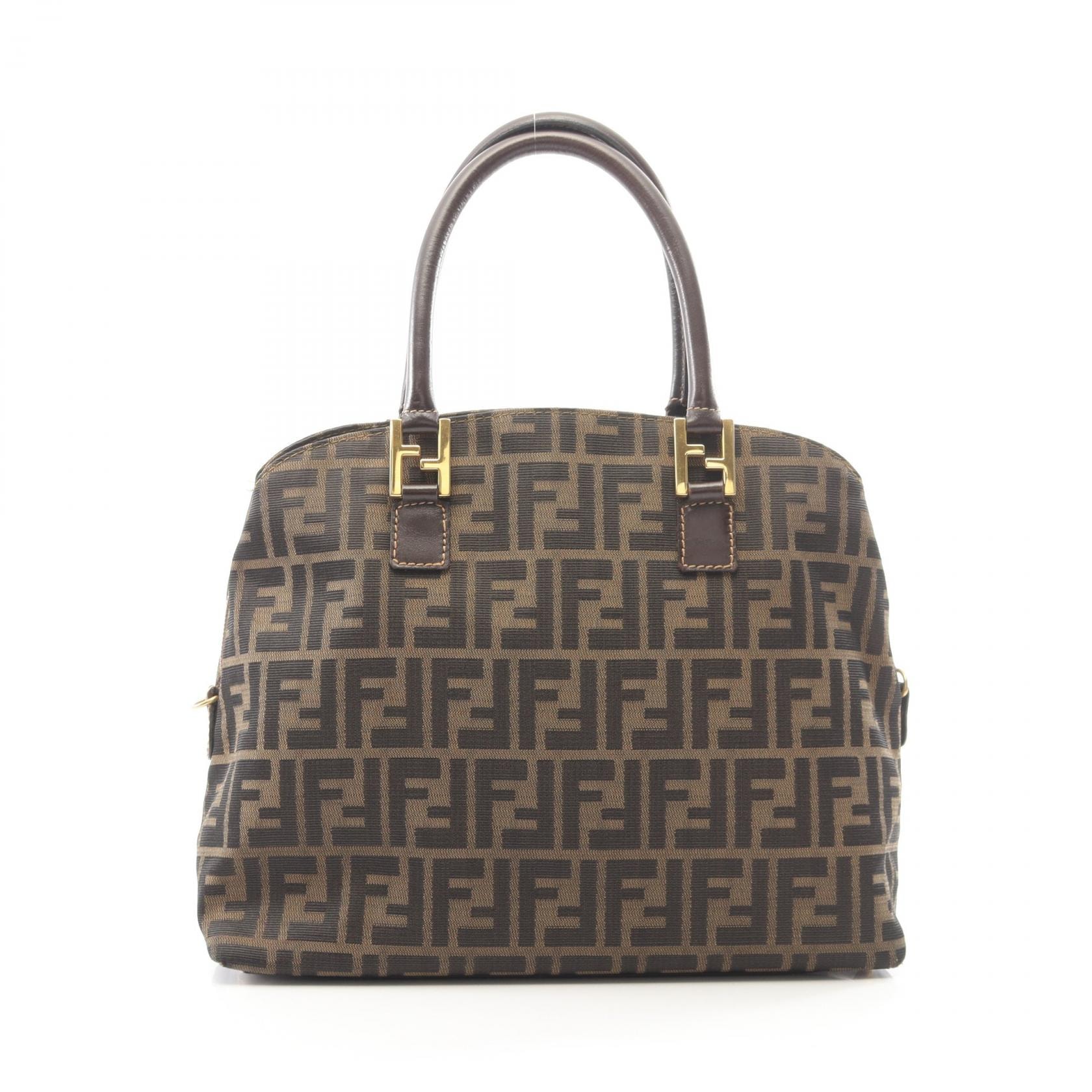 フェンディ FENDI ズッカ ハンドバッグ バッグ キャンバス レザー レディース ブラウン系 / ブラック系 【中古】