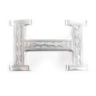 美品 エルメス ベルト H トゥアレグ Toareg シルバー メンズ