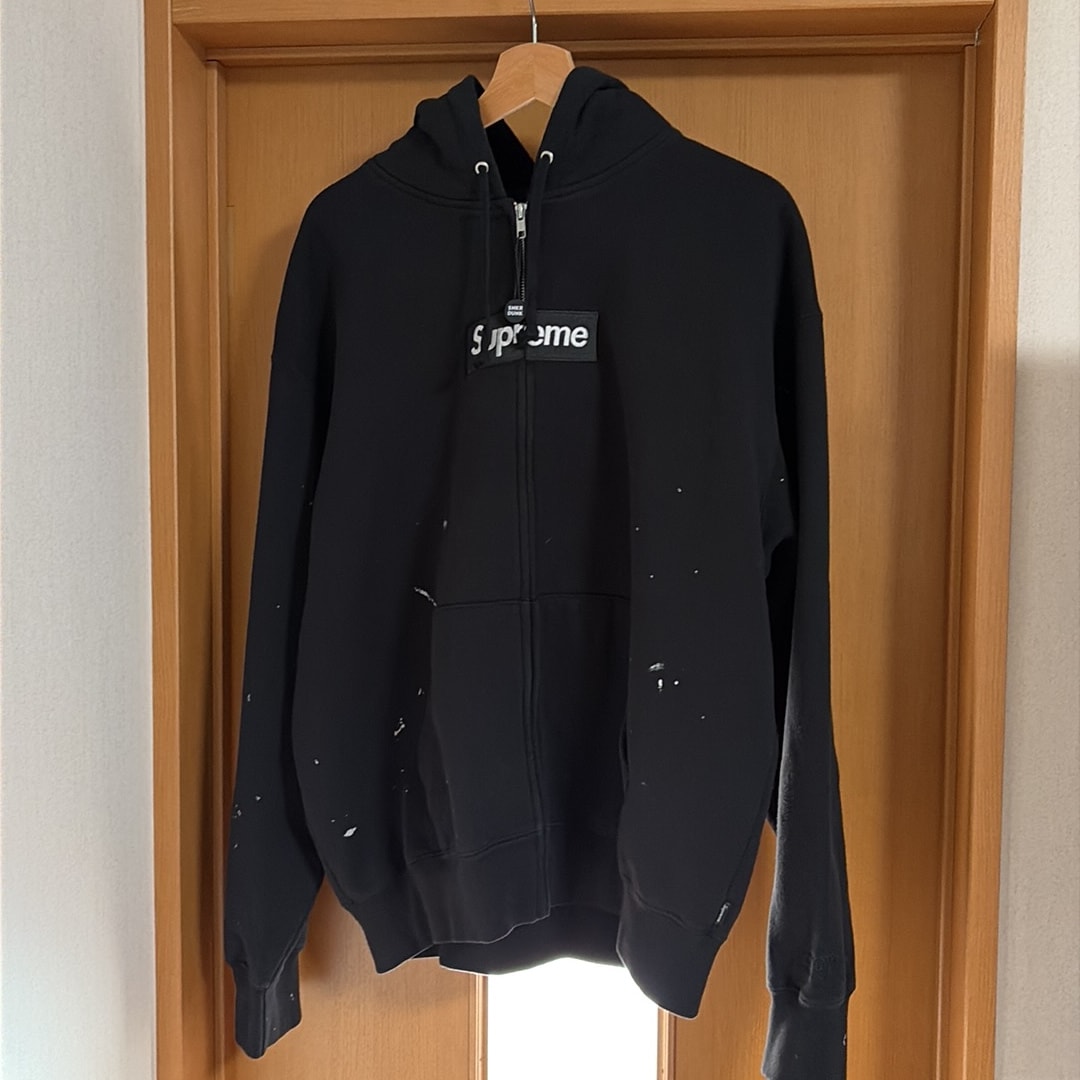 Supreme x MM6 Maison Margiela Box Logo Zip Up Hooded Sweatshirt "Black"