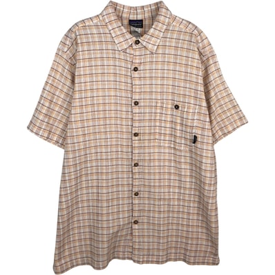 古着 パタゴニア Patagonia ORGANIC COTTON オーガニックコットン 52921SP11 楊柳クレープ 半袖 コットン チェックシャツ ボックスシャツ メンズXL相当/eaa625513