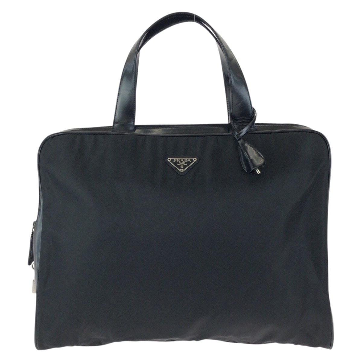 美品 PRADA プラダ テスート 三角ロゴプレート ブラック 黒 シルバー金具 ナイロン レザー/ ビジネスバッグ ブリーフケース 602183 【中古】