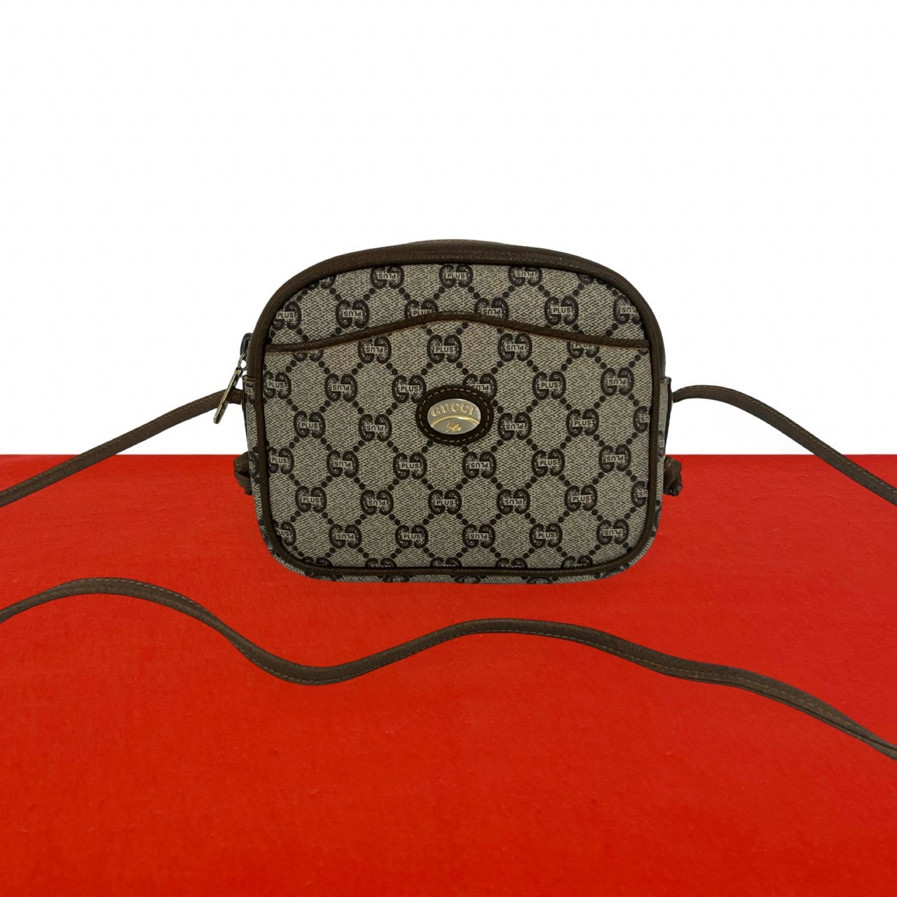 GUCCI グッチ グッチプラス レザー PVC ショルダーバッグ ブラウン
 63446