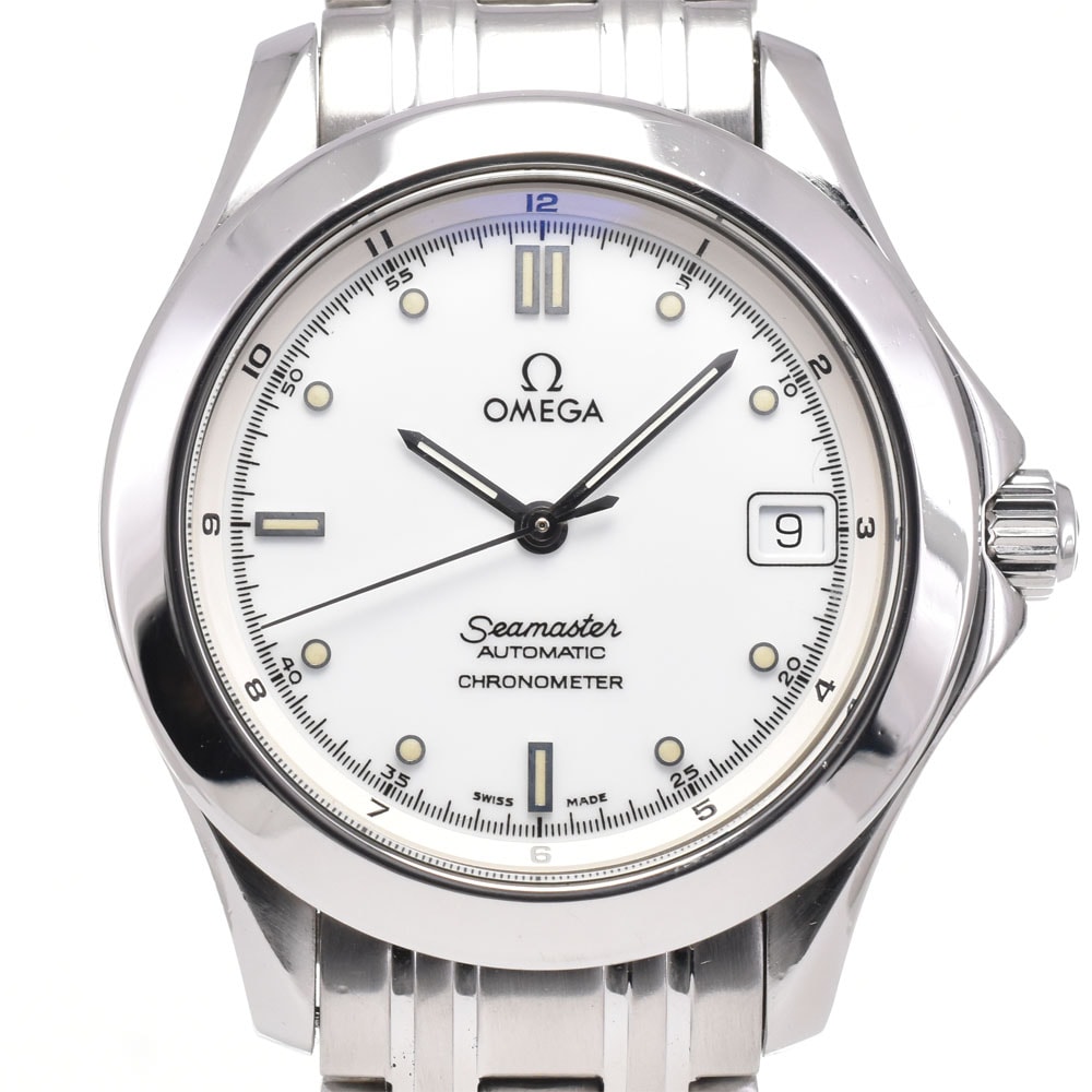 オメガ OMEGA 2501.20 シーマスター デイト クロノメーター ホワイト 自動巻き メンズ 良品 腕時計 G#145793