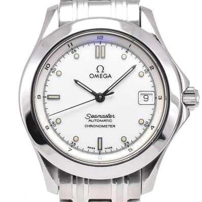 オメガ OMEGA 2501.20 シーマスター デイト クロノメーター ホワイト 自動巻き メンズ 良品 腕時計 G#145793