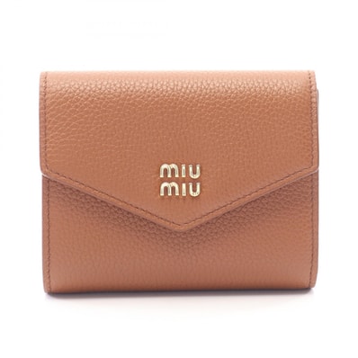 ミュウ ミュウ Miu Miu VIT DAINO スクエア 三つ折り財布 財布 レザー レディース ブラウン系 5MH040ADT7F0046 【新品】