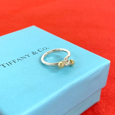 TIFFANY&Co. ティファニー ダブル フック&アイ リング シルバー925 K18イエローゴールド リング・指輪 7.5号 シルバー
82028