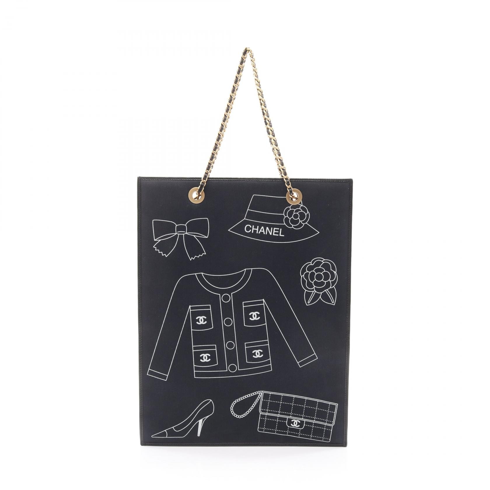 シャネル CHANEL アイコン トートバッグ バッグ キャンバス レザー レディース ネイビー系 / ブラック系 / ホワイト系 【中古】