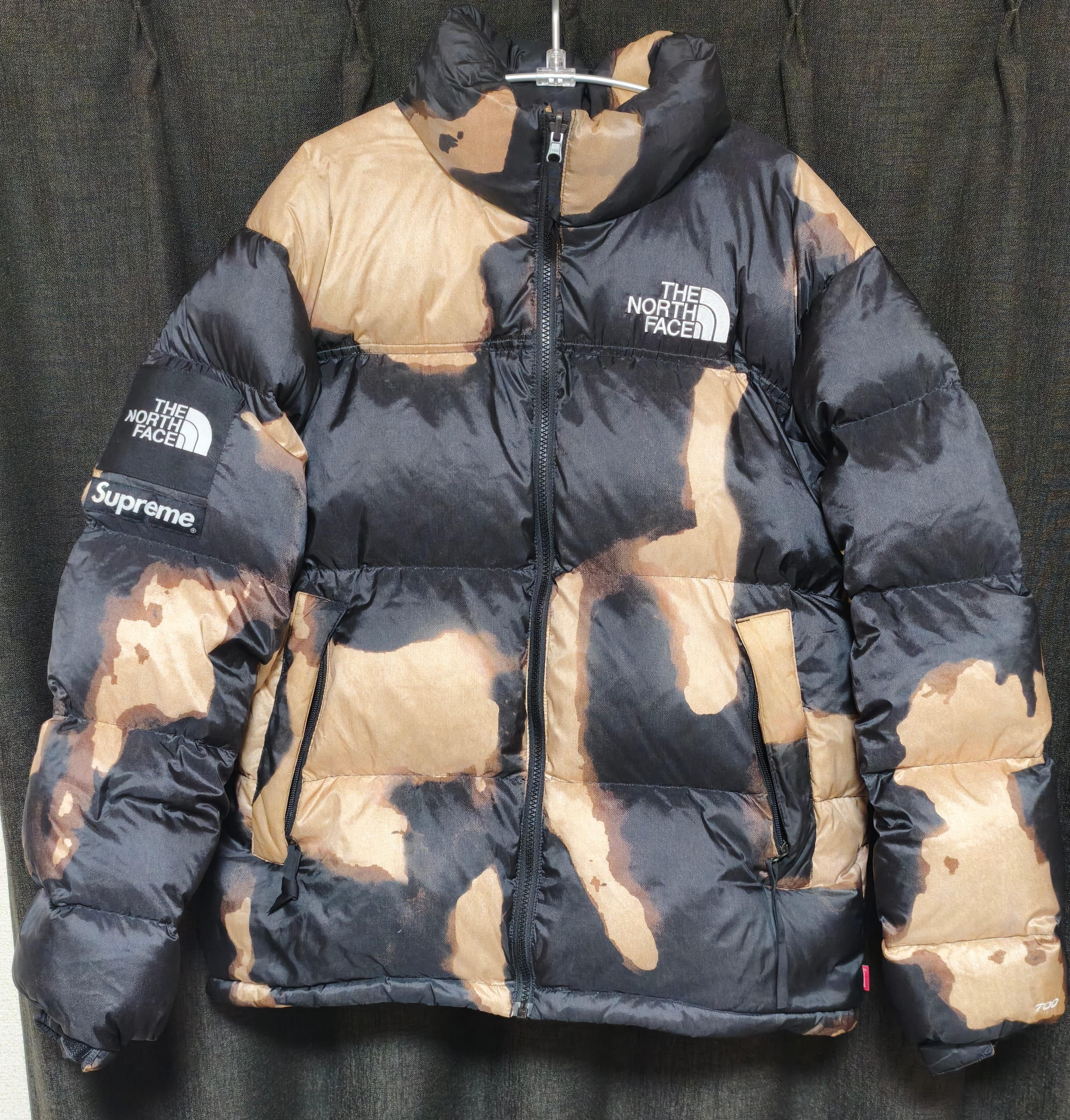 Supreme x The North Face Bleached Denim Print Nuptse Jacket "Black"