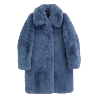 マーク ジェイコブス 18年製 ブルー Plush Faux Fur Coat With Rounded Colla XS