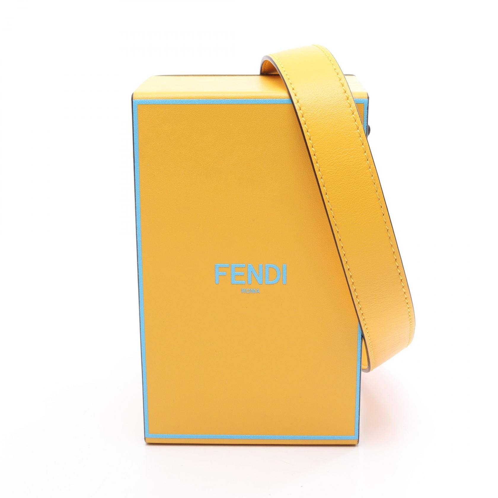 フェンディ FENDI ボックス ショルダーバッグ バッグ レザー レディース イエロー系 8BT339 【中古】