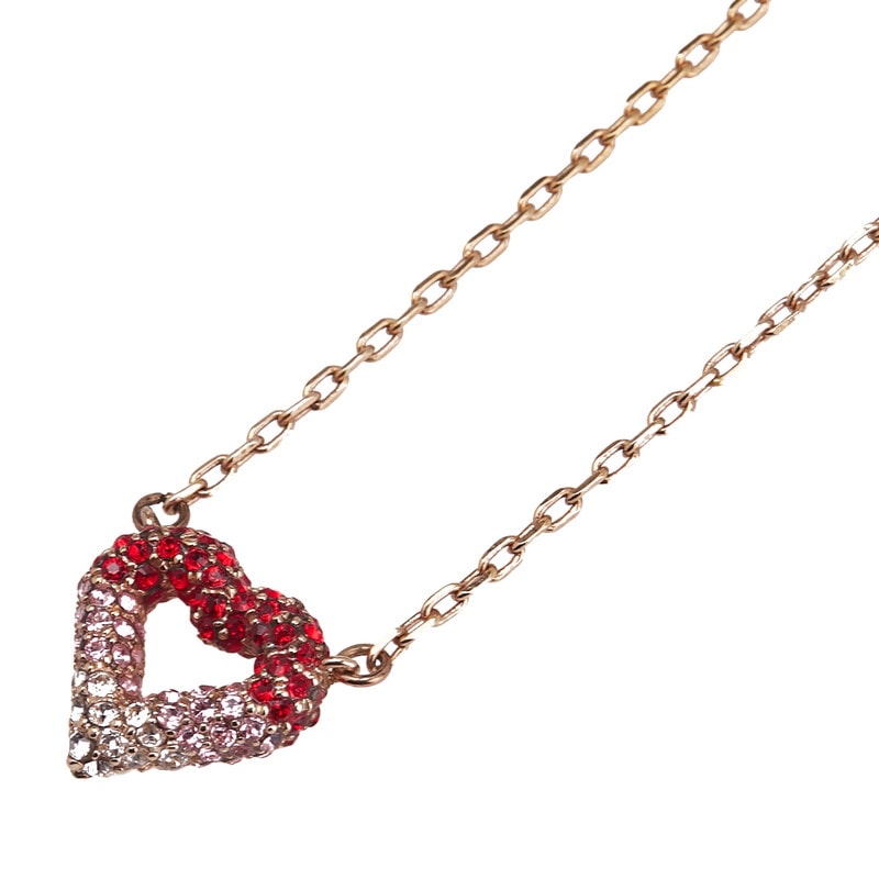 ルイ ヴィトン ストラスハート ネックレス M68159 ゴールド レッド ピンク メッキ ラインストーン レディース LOUIS VUITTON 【中古】