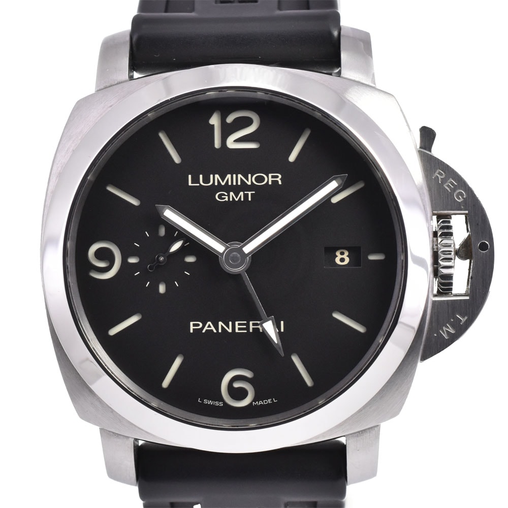 パネライ PANERAI PAM00320 ルミノール 3デイズ GMT 裏スケ 自動巻き メンズ 美品 箱付き B#146841