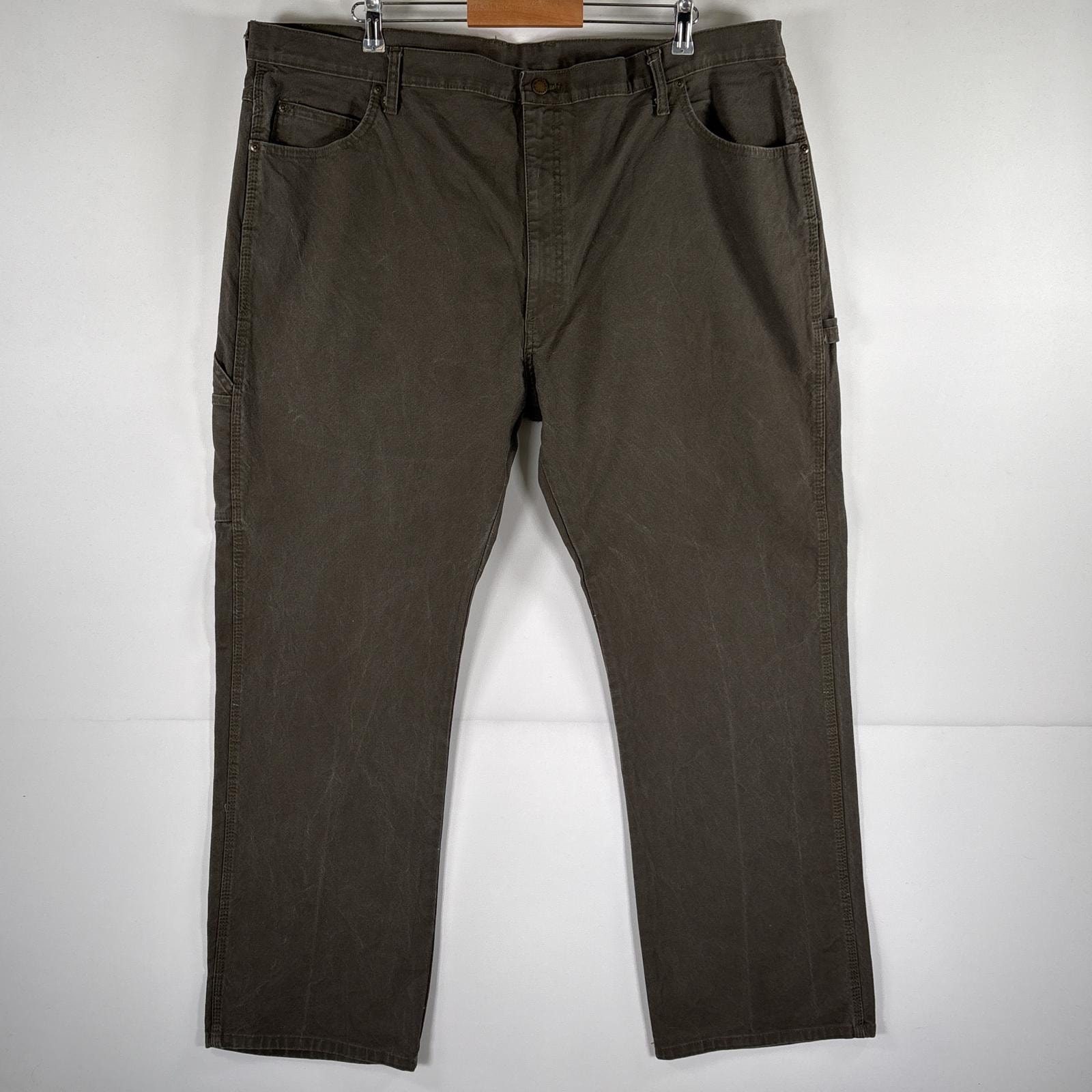 古着 ディッキーズ Dickies ワークパンツ ダック ペインターパンツ 大きいサイズ ワンポイントロゴ w44 L32 オリーブグリーン系 メンズ