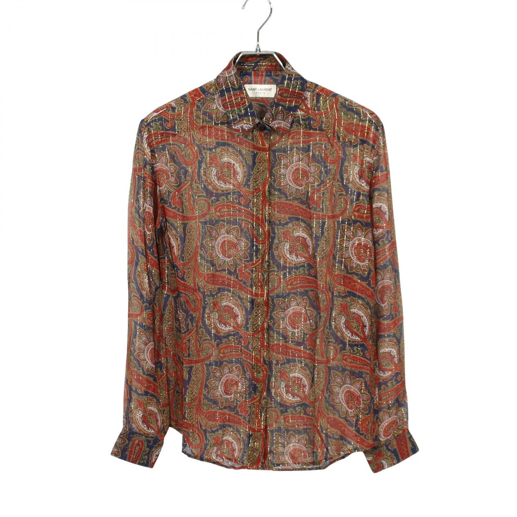サンローランパリ SAINT LAURENT PARIS ペイズリー 長袖 衣料品 トップス シルク レディース ブルー系 / レッド系 / マルチカラー 512192 【中古】