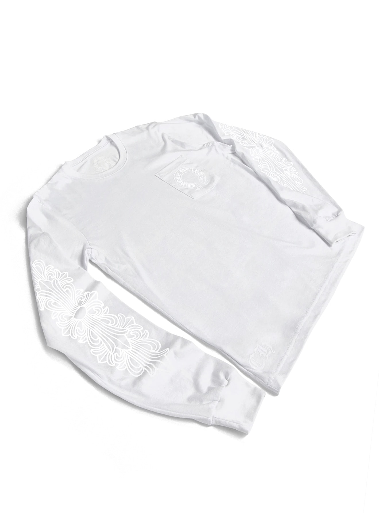 Chrome Hearts LONG SLEEVE POCKET CREW White